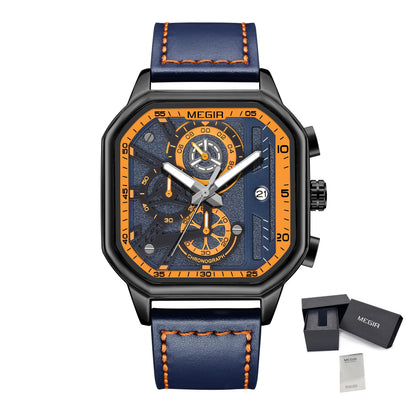 MEGIR Fashion Square Case Men's Sport Watch Quartz