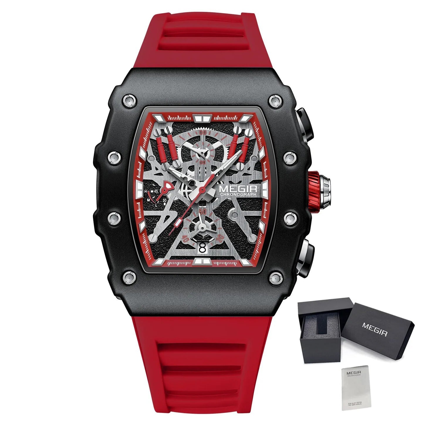 MEGIR Luxury Outdoor Sport Wristwatch for Men Silicone Waterproof