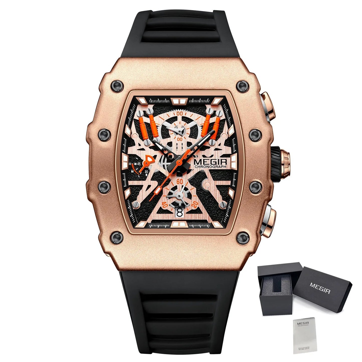 MEGIR Luxury Outdoor Sport Wristwatch for Men Silicone Waterproof