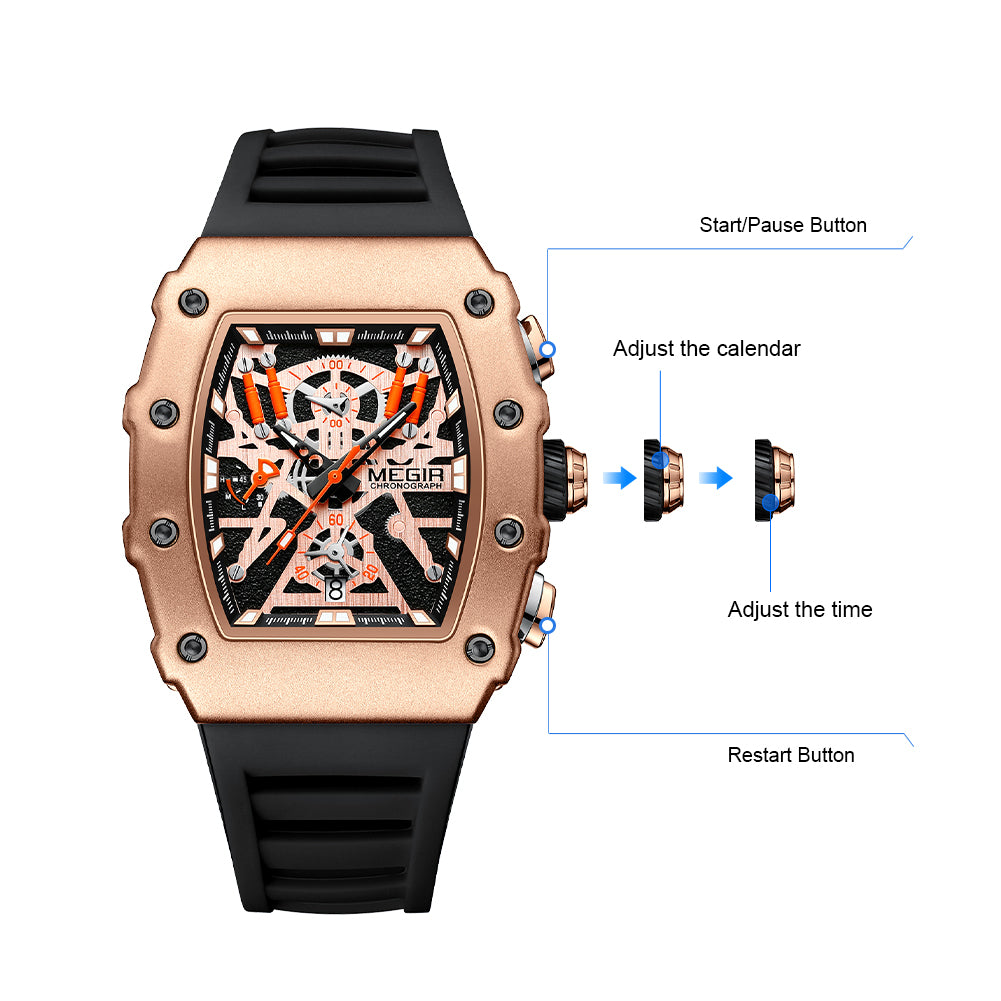 MEGIR Luxury Outdoor Sport Wristwatch for Men Silicone Waterproof