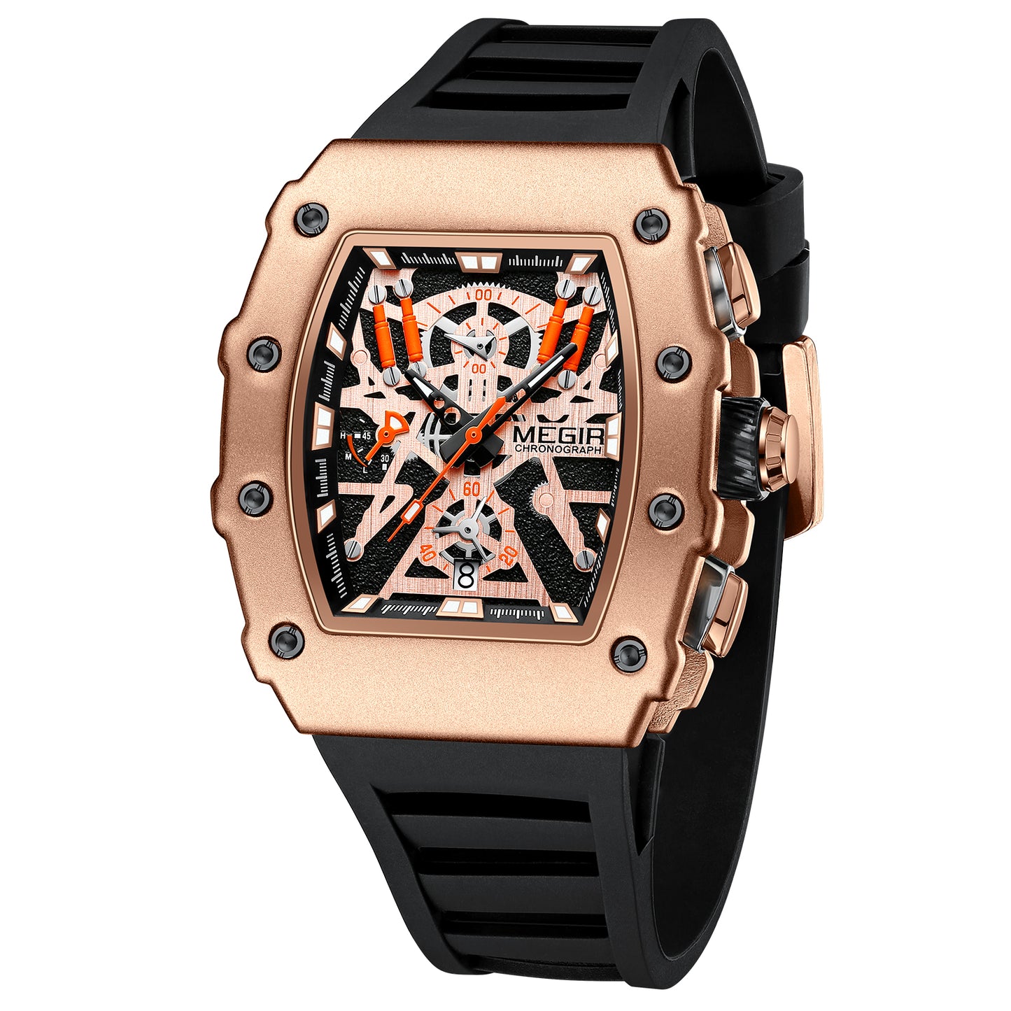 MEGIR Luxury Outdoor Sport Wristwatch for Men Silicone Waterproof