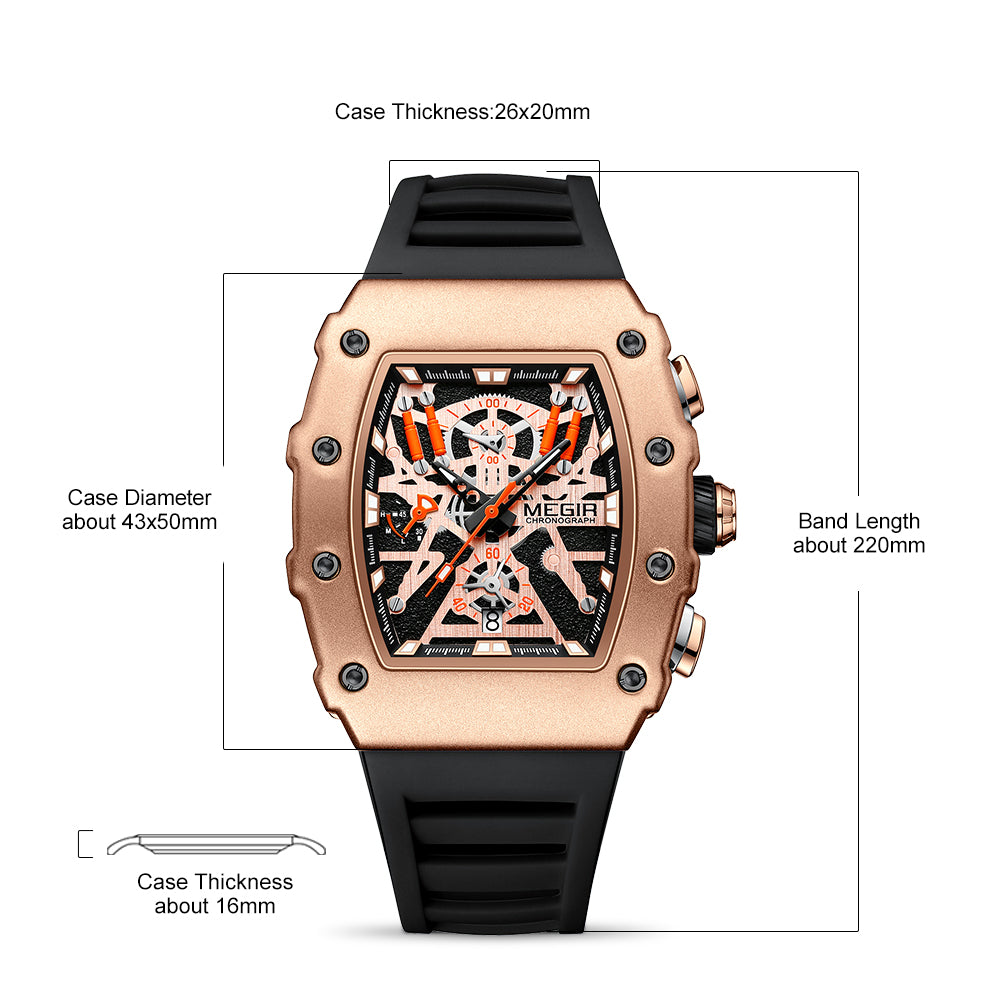 MEGIR Luxury Outdoor Sport Wristwatch for Men Silicone Waterproof