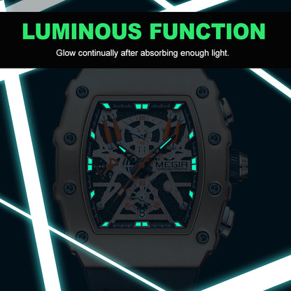MEGIR Luxury Outdoor Sport Wristwatch for Men Silicone Waterproof