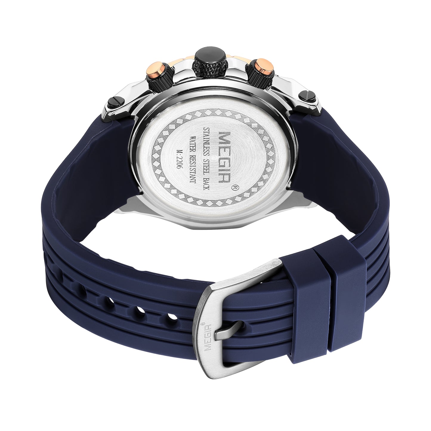 MEGIR Men's Sport Watches Chronograph Silicone Strap Waterproof