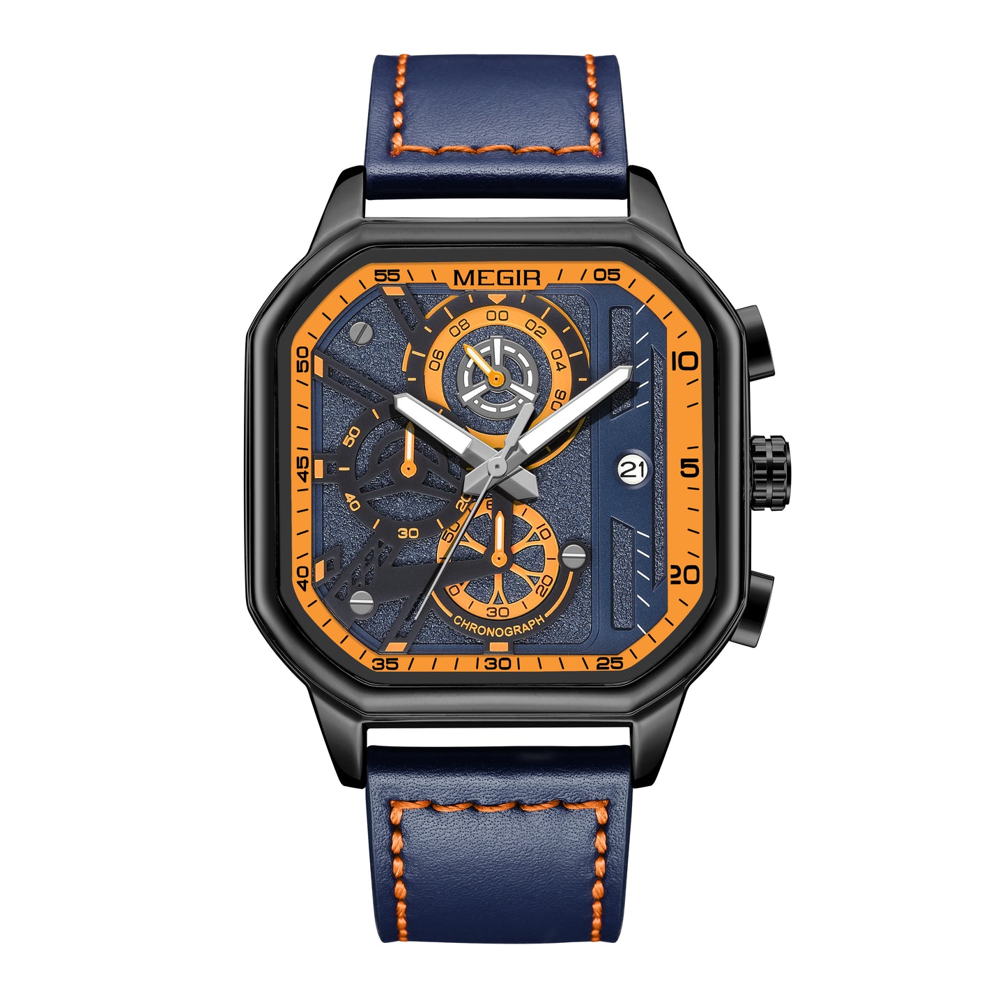 MEGIR Fashion Square Case Men's Sport Watch Quartz