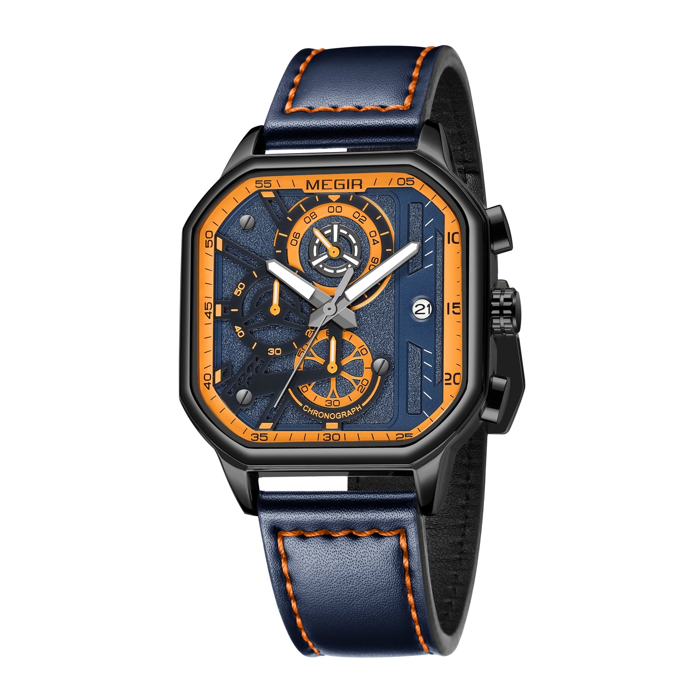 MEGIR Fashion Square Case Men's Sport Watch Quartz