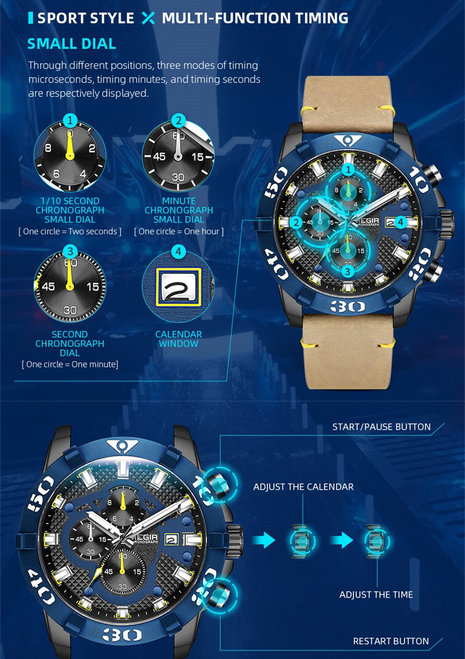 MEGIR Men Watches Fashion Luxury