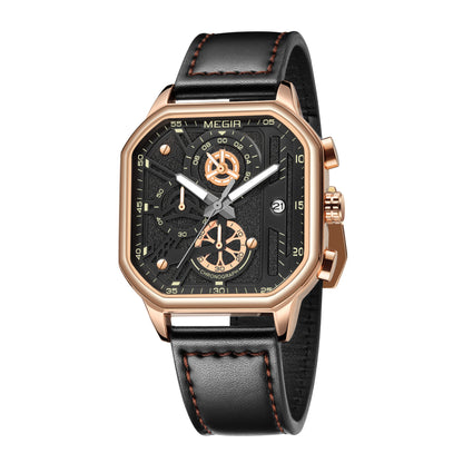 MEGIR Fashion Square Case Men's Sport Watch Quartz