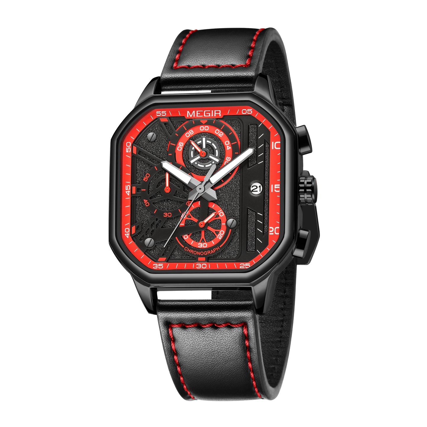 MEGIR Fashion Square Case Men's Sport Watch Quartz