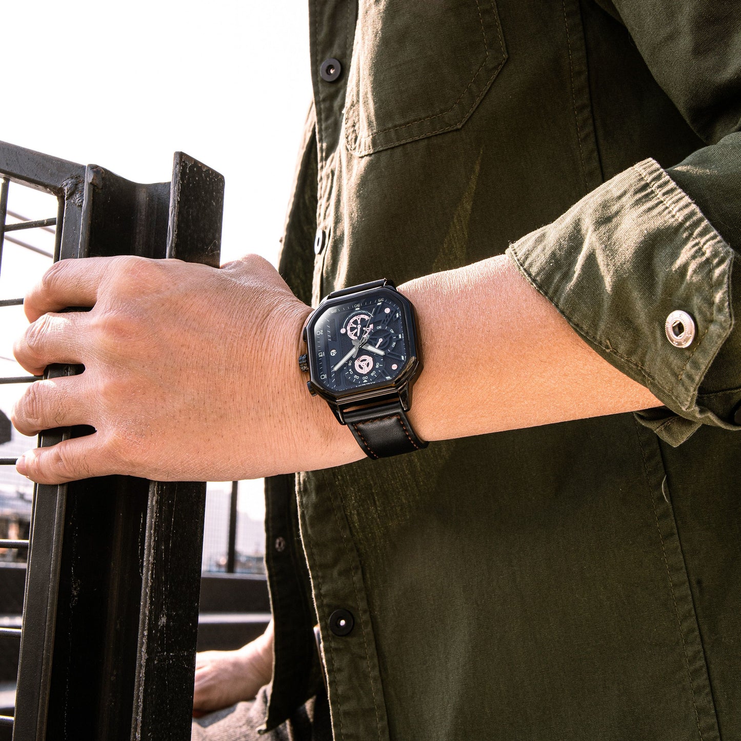 MEGIR Fashion Square Case Men's Sport Watch Quartz