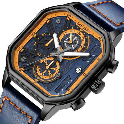 MEGIR Fashion Square Case Men's Sport Watch Quartz