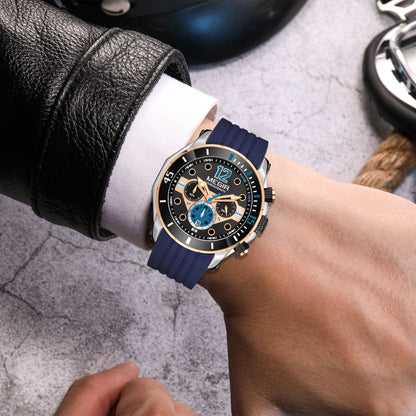 MEGIR Men's Sport Watches Chronograph Silicone Strap Waterproof