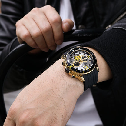MEGIR Men's Sport Watches Chronograph Silicone Strap Waterproof