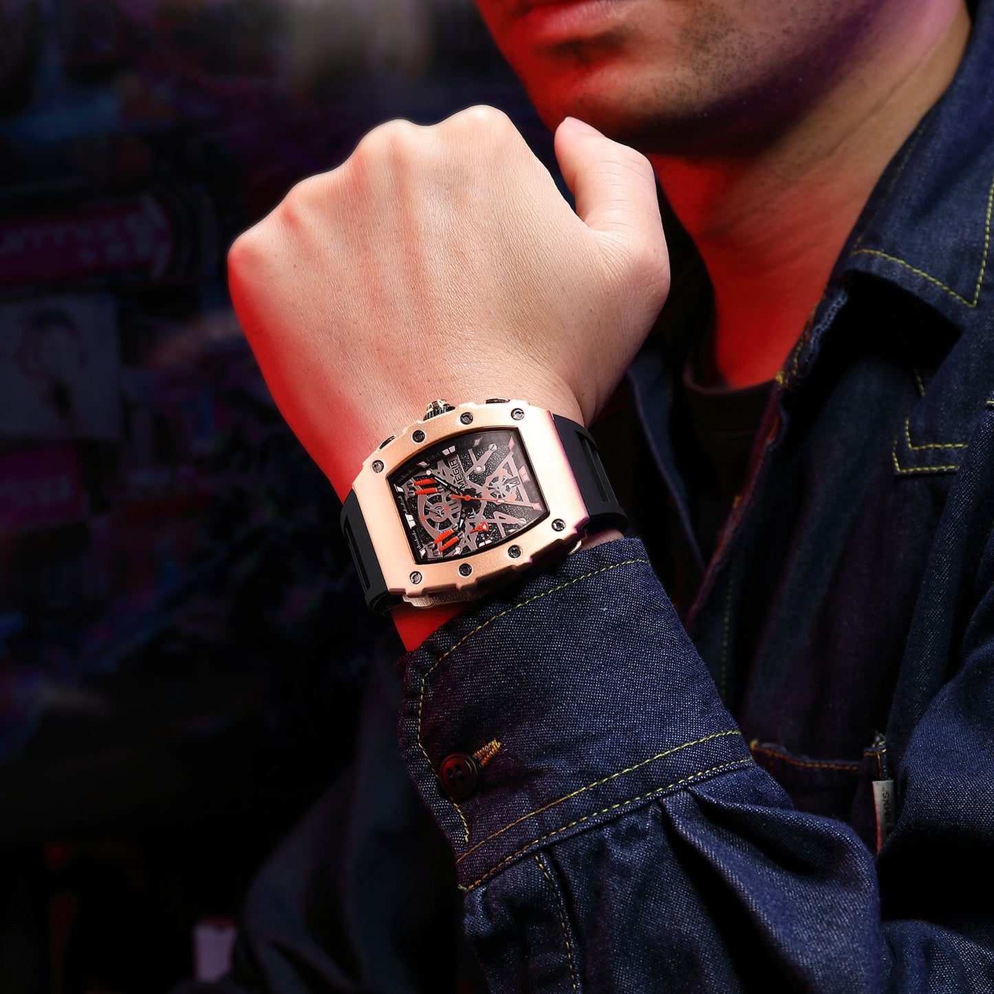 MEGIR Luxury Outdoor Sport Wristwatch for Men Silicone Waterproof