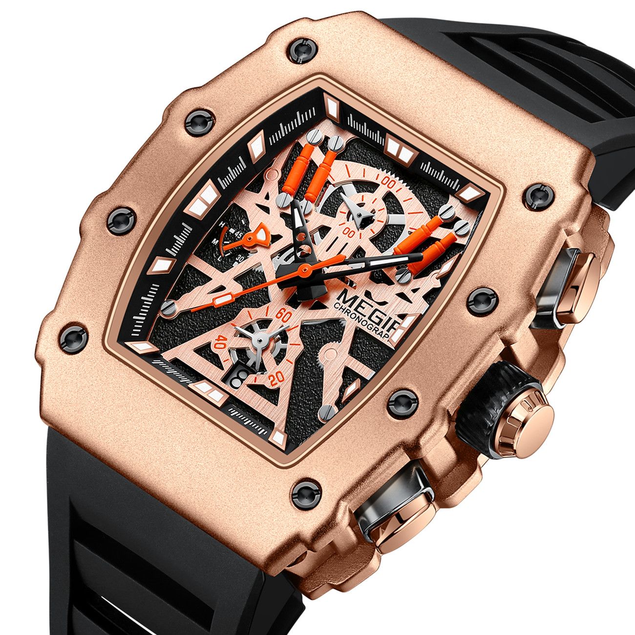 MEGIR Luxury Outdoor Sport Wristwatch for Men Silicone Waterproof