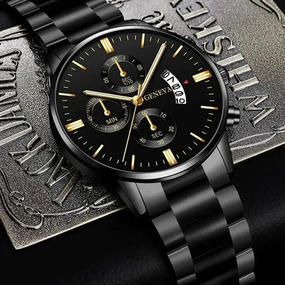 Men's Stainless Steel Quartz Calendar Watch